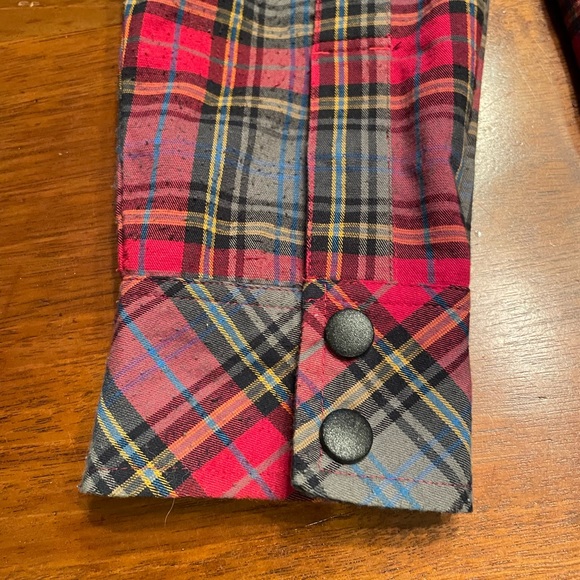 Large United By blue Reversible Jacket Red Plaid Tartan Solid Black - Picture 5 of 13